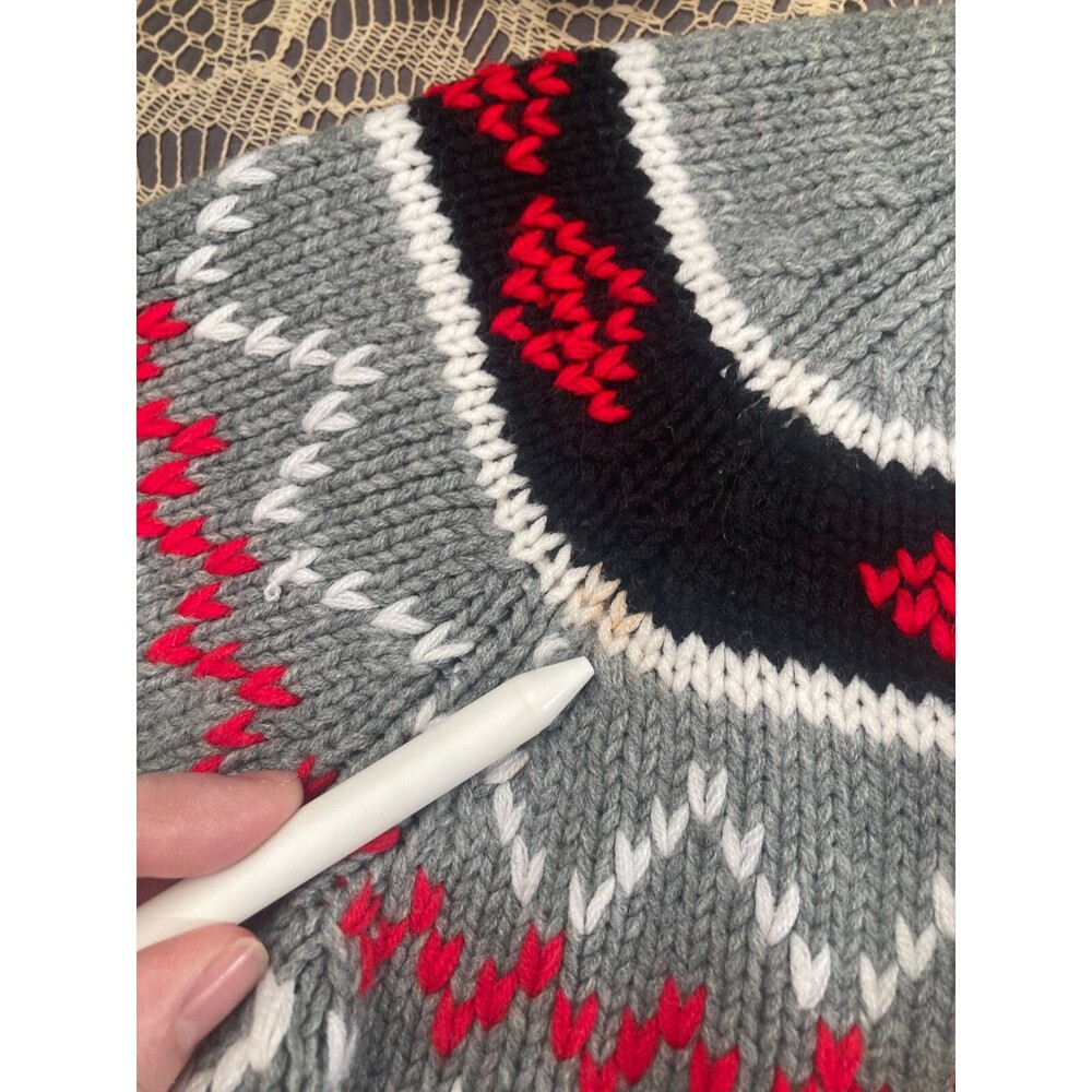 Vintage 70s Turtleneck Sweater Size Medium M/L 1970s Retro Fair Isle Ski Resort - Picture 4 of 6